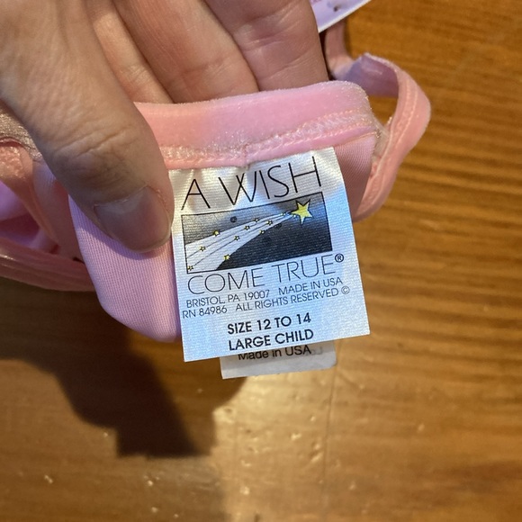 New! A WISH COME TRUE CL 12-14 Pink Velour Leotard Dane Gymnastics Bow - Picture 5 of 6